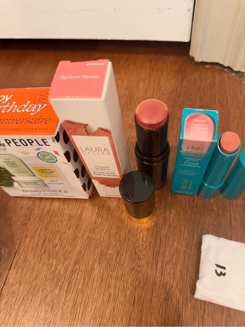 Youth to the people set, Laura Geller blush, lippy, thrive lippy, Byeredo red li